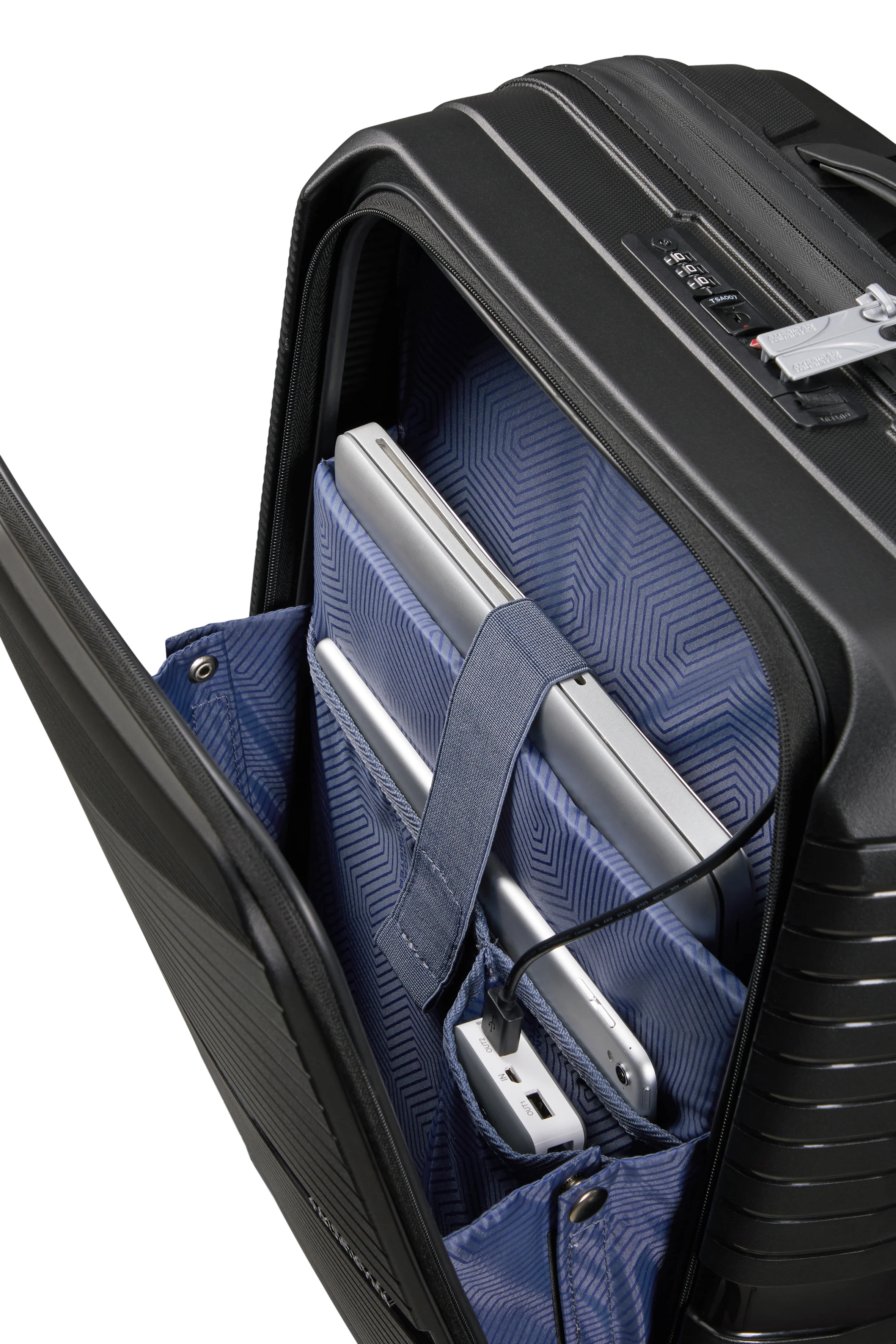 American Tourister Spinner Airconic Cabin 55cm - Front Pocket - Image 10
